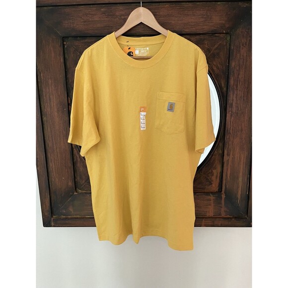 Carhartt Men’s Large  T-shirt WorkWear Pocket Heavyweight Yellow NEW - Picture 1 of 5